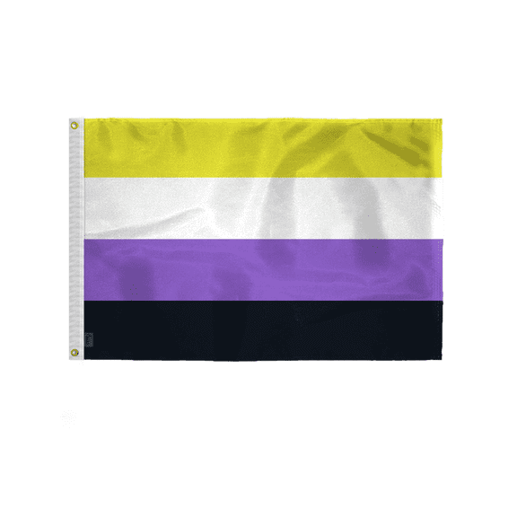 AGAS Non Binary Pride Flag 2x3 Ft - Double Sided Printed 200D Nylon - Brass Grommets - Fade Proof Sharp Colors - Non Binary Community Flag