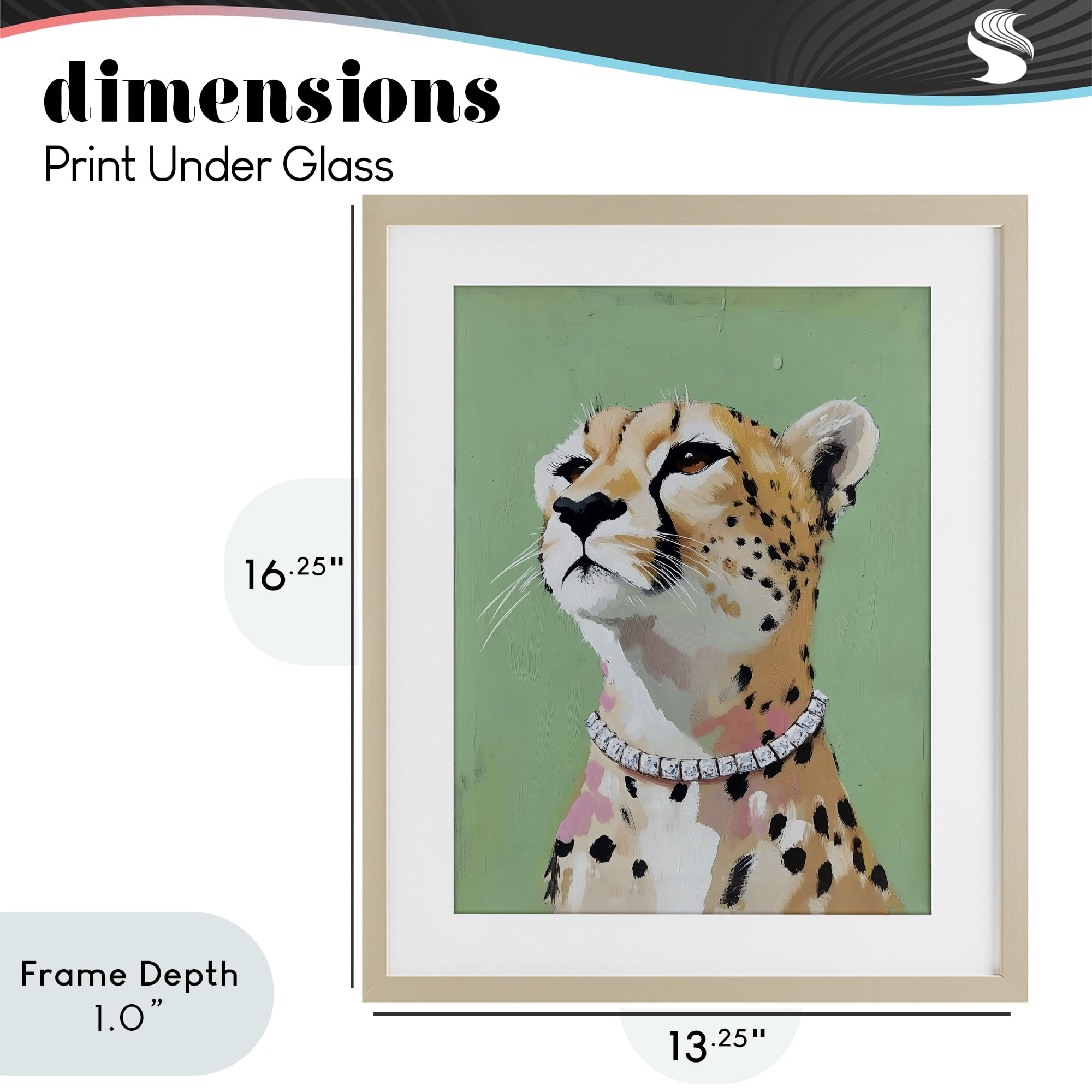 Stupell Industries Glam Cheetah with Jewels Birch Framed Print Under Glass, design by The Prints Vibe