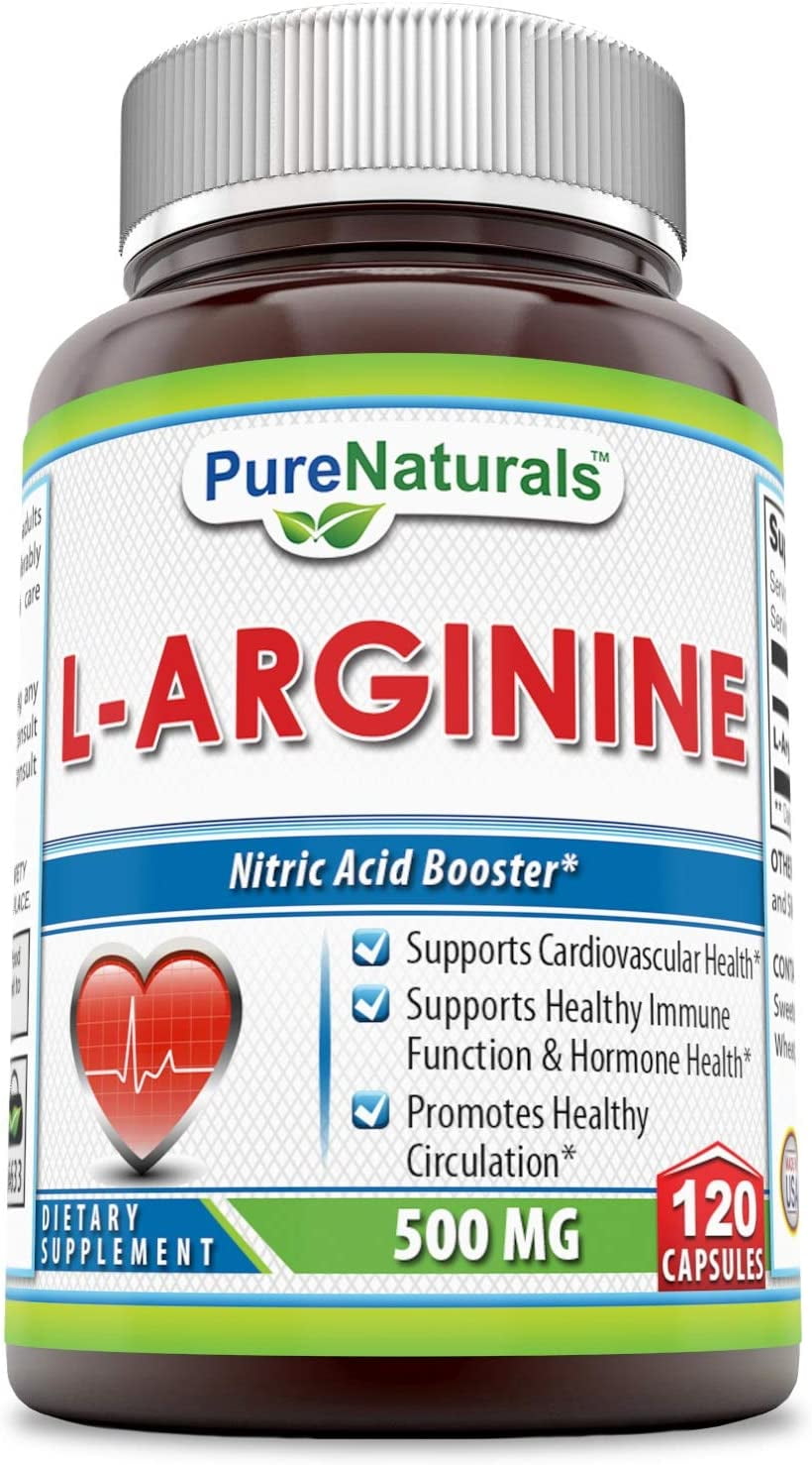 Pure Naturals L-Arginine 500 Mg 120 Capsules Supplement - Walmart.com