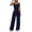 *1-Navy, variant on Women's 2 Piece Y2K Drawstring Sweatsuit Sets,Spaghetti Strap Top and Wide Leg Pants For Women,Ladies Going Out Lounge Outfits with Pockets,Beige,S-2XL