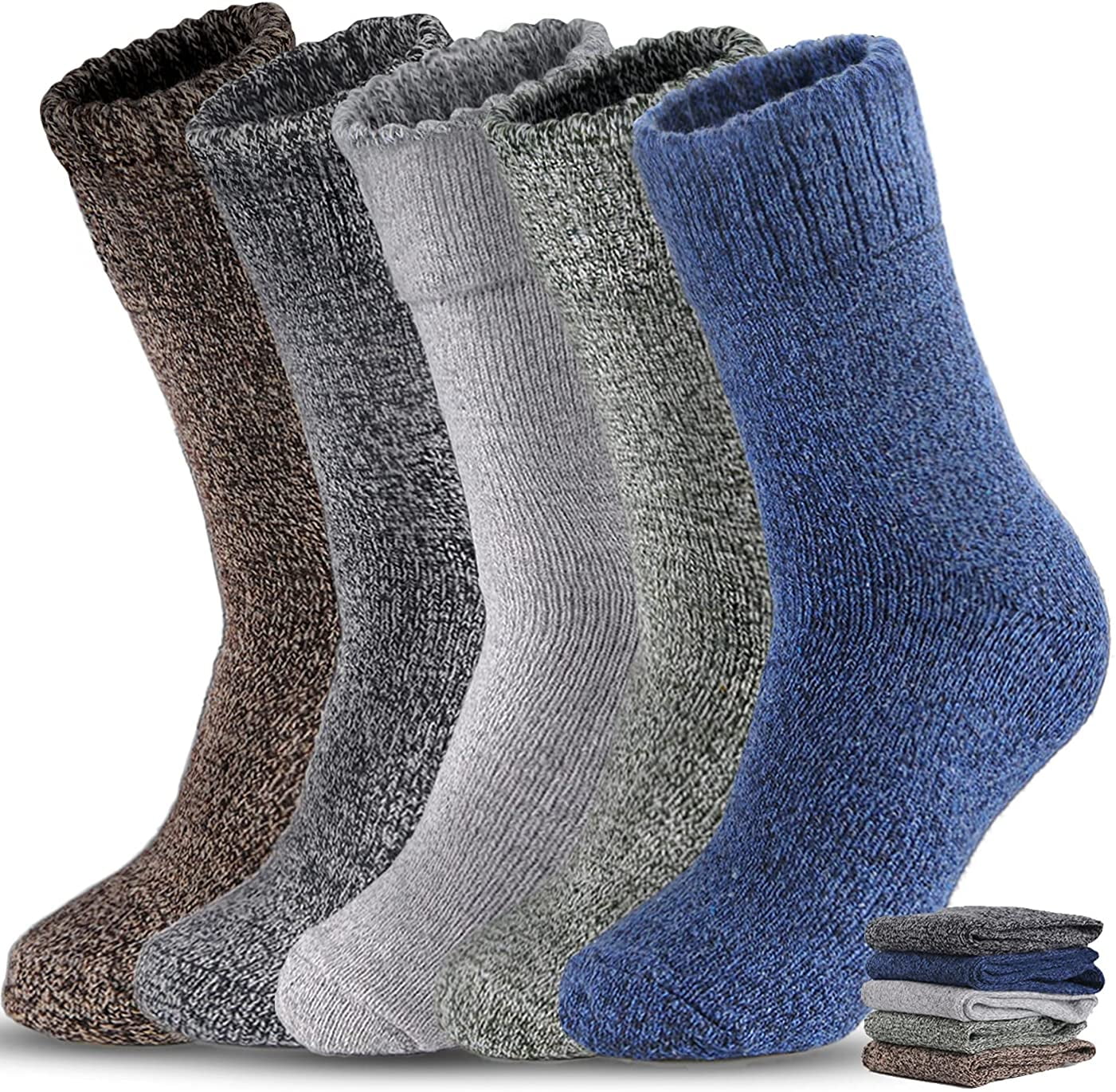Men Winter Wool Socks Heavy Duty Thick Thermal Soft Dress Breathable 5 colors 