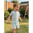 thumbnail image 4 of BemeyourBBs Infant Baby Boys Girls Summer Clothes Toddler Baby Boy Girl Summer 2 Pieces Outfit Waffled Solid Color Short Sleeve Button Shirt Tops with Pockets Shorts Set, 4 of 9