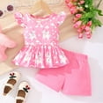 thumbnail image 2 of Toddler Girls Unicorn Outfits 2 Piece Clothing Sets Ruffle Sleeve Shirt Pink Shorts Cute Summer Short Sets Size 6 (867), 2 of 3