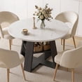 thumbnail image 5 of Hawsaiy 3 Piece 43.3" Round Dining Table Set for 2,Kitchen Table with Storage Shelf & 2 Upholstered Dining Chairs, Modern Wood Dining Room Furniture Set for Apartment, 5 of 8