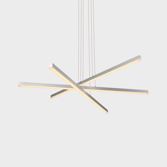 VONN Sirius VMP25030AL Luminaire Suspendu 40 Pouces en Argent avec LED Intégrée, 39.25 Pouces L x 39.25 Pouces L x 118 Pouces (23.75 Pouces H) Heach Plank 39.25 Pouces L x 1.25 Pouces H