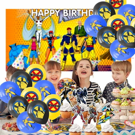 X-Men X Men Party Supplies Plates Decorations Birthday Cake Topper Banner Decor Backdrop Balloons