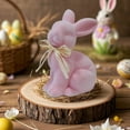 thumbnail image 2 of Easter Bunny, Easter Decorations, Easter Flocked Bunnies Figurine, Easter Spring Decoration Rabbit Set, Spring Tables Bunnies Decoration, Easter Decorating Bunnies for Home Office Party Supplies, 2 of 4