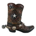 thumbnail image 5 of Rustic Western Texas Star Cowboy Boot Spur Faux Leather Wine Holder Floral Vase, 5 of 8