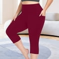 thumbnail image 2 of laiqvcdr Plus Size Women's Capri Yoga Pants 7/9 Length Quick Dry Compression Leggings High Waisted Tummy Control Workout Pockets Moisture Wicking Gym Running Activewear, 2 of 9