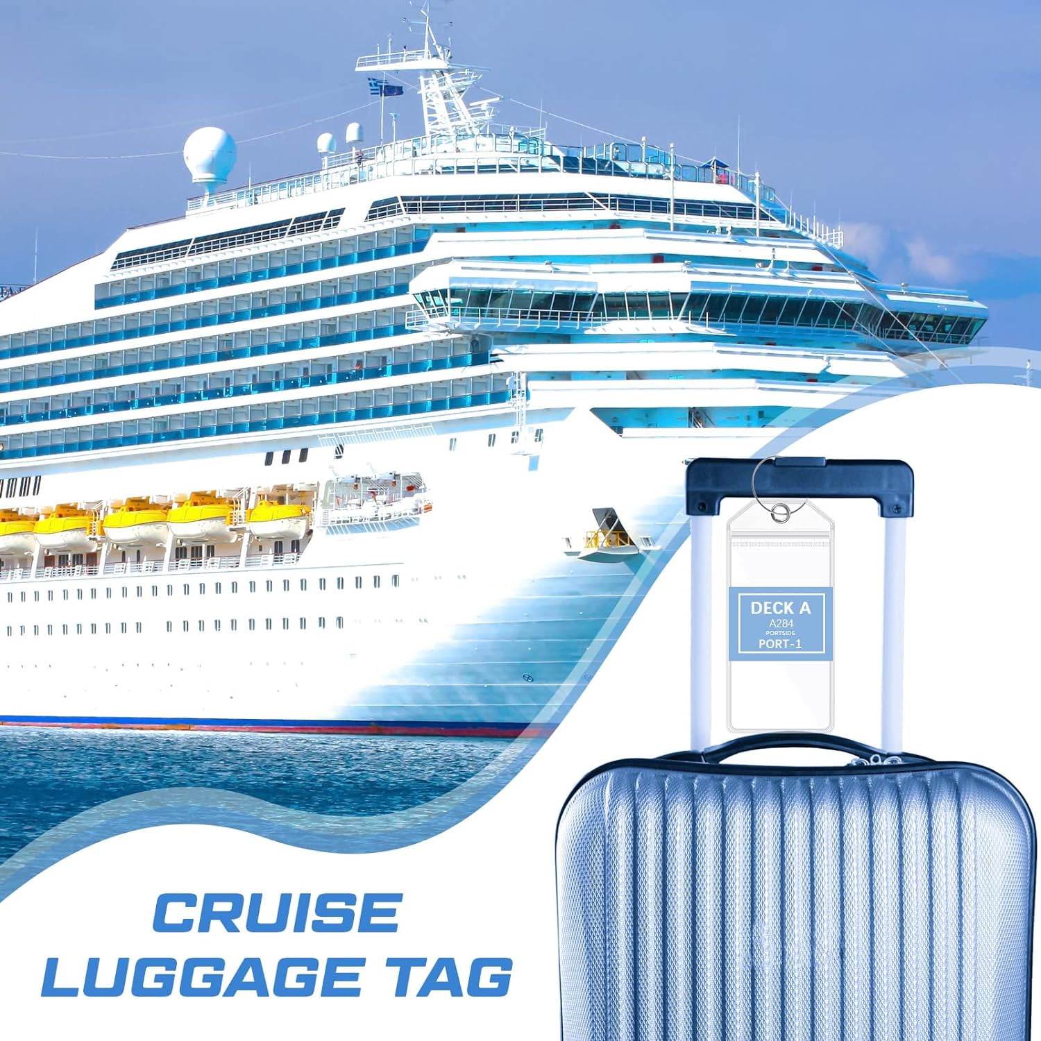 Papapt 9Pcs Cruise Accessories Kit Includes 4 Pcs Carnival Cruise Luggage Tags with Metal Loop 2 Pcs Cruise Lanyards for Ship Cards 2 Pcs Waterproof Phone Pouch and a Cruise Power Strip (Cute Color)
