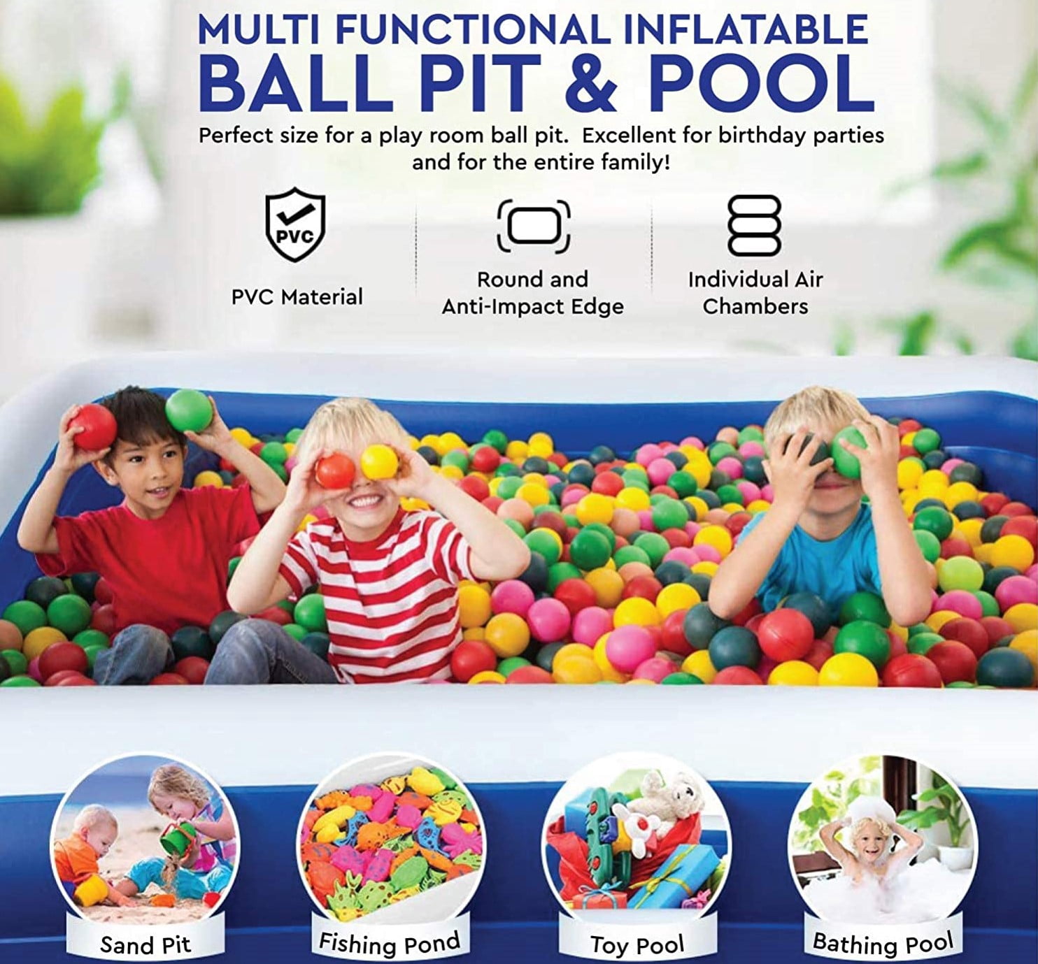 Inflatable Family Pool/Ball Pit (Free Electric Inflating Pump)