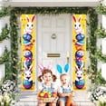thumbnail image 2 of Happy Easter Bunny Porch Banner Sign 2 Pieces, Cute Bunny and Eggs Door Banner for Spring Porch Wall Front Door Decor, Outside Yard Garden Party Supplies 70.87x11. Inch, 2 of 7