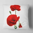 thumbnail image 2 of Designart Red Poppies on White Background - Floral Throw Pillow - 18x18, 2 of 5