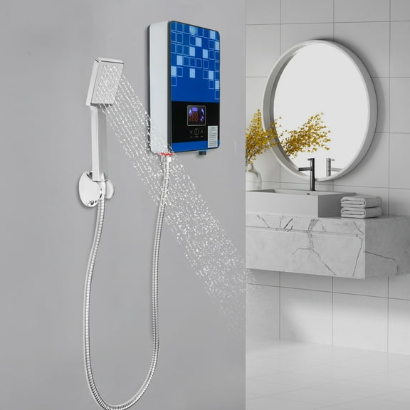 YIYIBYUS Electric Tankless Water Heater Shower Head Set 4500W Wall-mounted Instant Hot Water Heater for Kitchens, Bathrooms