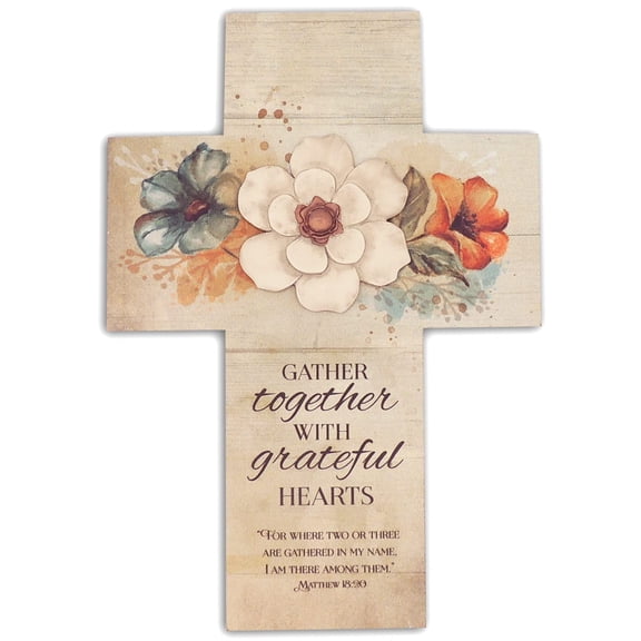 Abbey & CA Gift Gather Together Wall Cross W/Flower Adornment, Green