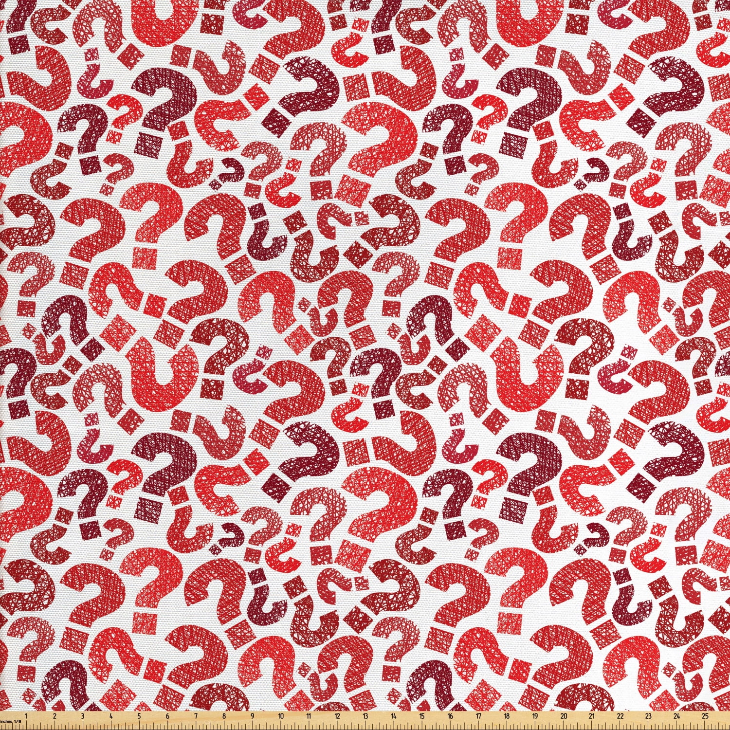 Modern Fabric by The Yard, Question Marks Pattern Sketch Hand Drawn ...