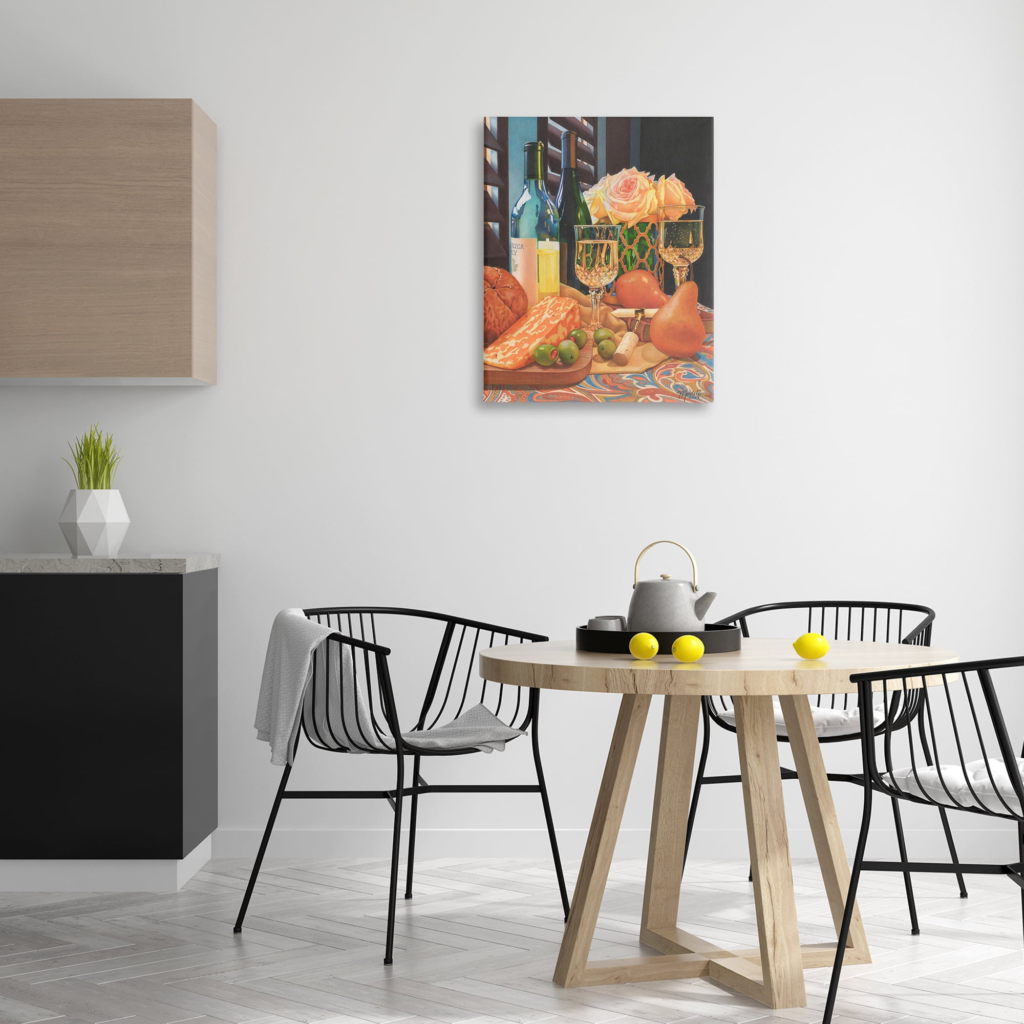 Stupell Industries Romantic Wine & Cheese Food & Beverage Painting Gallery Wrapped Canvas Art Print Wall Art, 24 x 30