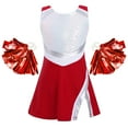 thumbnail image 3 of YONGHS Kids Girls Cheerleading Halloween Outfits Sequins Dance Dress+Shorts+Pom Poms, 3 of 7