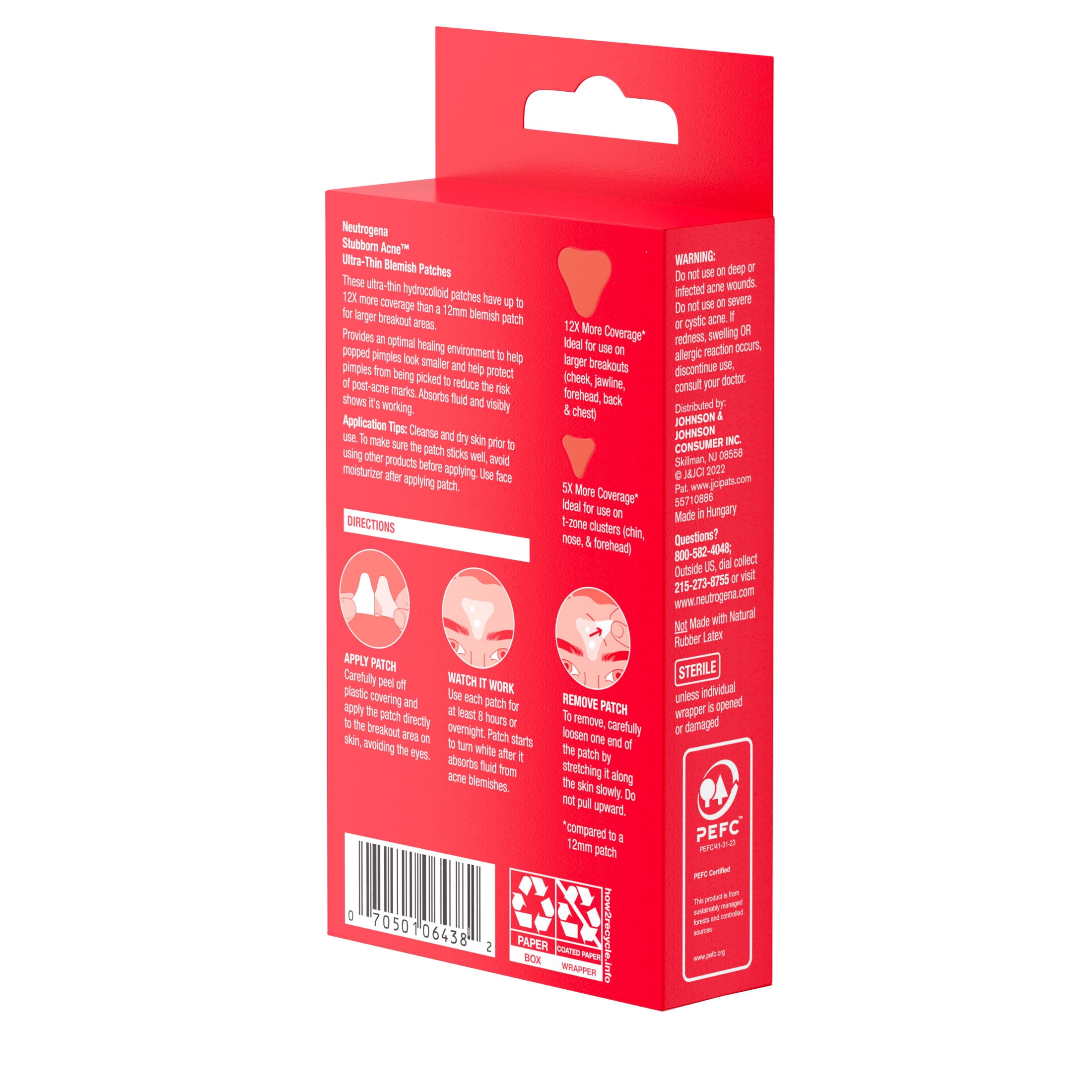 Neutrogena Stubborn Acne Pimple Patches, Hydrocolloid Patches Acne Treatment, 10 Count