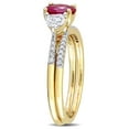 thumbnail image 3 of Everly Women's Created Sapphire Created Ruby 10k Yellow Gold Bridal Set, 3 of 7
