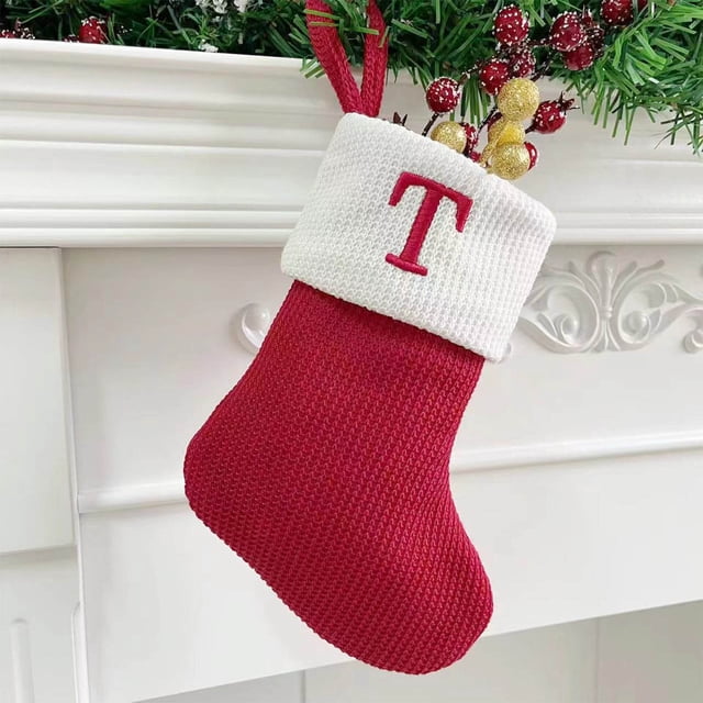 Knitted Hosiery Wool Hosiery Embroidered Letter Children's Candy Gift Bag Christmas Stocking Gift Bag