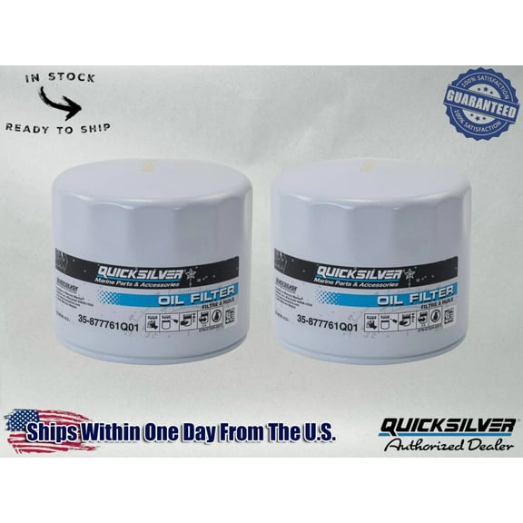 Quicksilver OEM Oil Filter Mariner Force Fits 75/90/115 hp OB 877761Q01-2PACK