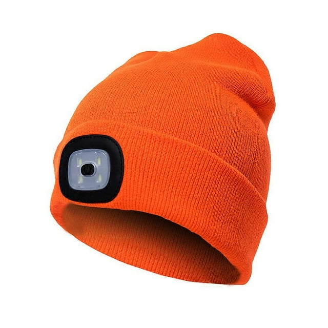 Gorro de punto con luz LED, manos libres, 4 faros LED, gorro de invierno con luz nocturna, unisex