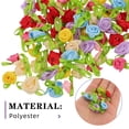 thumbnail image 2 of 250 mini rosas: lazos de cinta de satén, apliques, flores de tela con hojas, accesorios de costura para manualidades, decoración de bodas, 0,47 x 0,39 pulgadas, 2 of 7