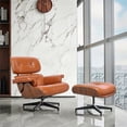 thumbnail image 2 of CRO Decor Tufted Accent Chair Leather Swivel Lounge Chair and Ottoman (Amber), 2 of 9