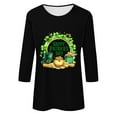 thumbnail image 4 of Meichang T-Shirts Joyeuse Saint-Patrick pour Femmes Manches 3/4 Trèfle à Quatre Feuilles T-Shirts Graphiques Décontractés Imprimés Col Rond Vert Chanceux, 4 of 4
