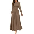 thumbnail image 1 of ameIAEA Maxi Dresses for Women 2024 Fall Long Sleeve Crewneck A-Line Ruffle Long Dress with Pockets, 1 of 6