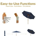 thumbnail image 3 of Sunnydaze 8.5 ft Outdoor Patio Umbrella with Push Button Tilt and Crank - Faux Woodgrain Finish - Large Vented Market Umbrella - Navy Blue, 3 of 15