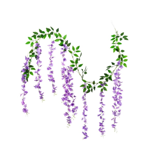 Wisteria Flower Vines Garland 6.56 Ft Artificial Silk Flowers - Hanging Wisteria String for Wedding, Garden, and Home Decor, Purple, Garland