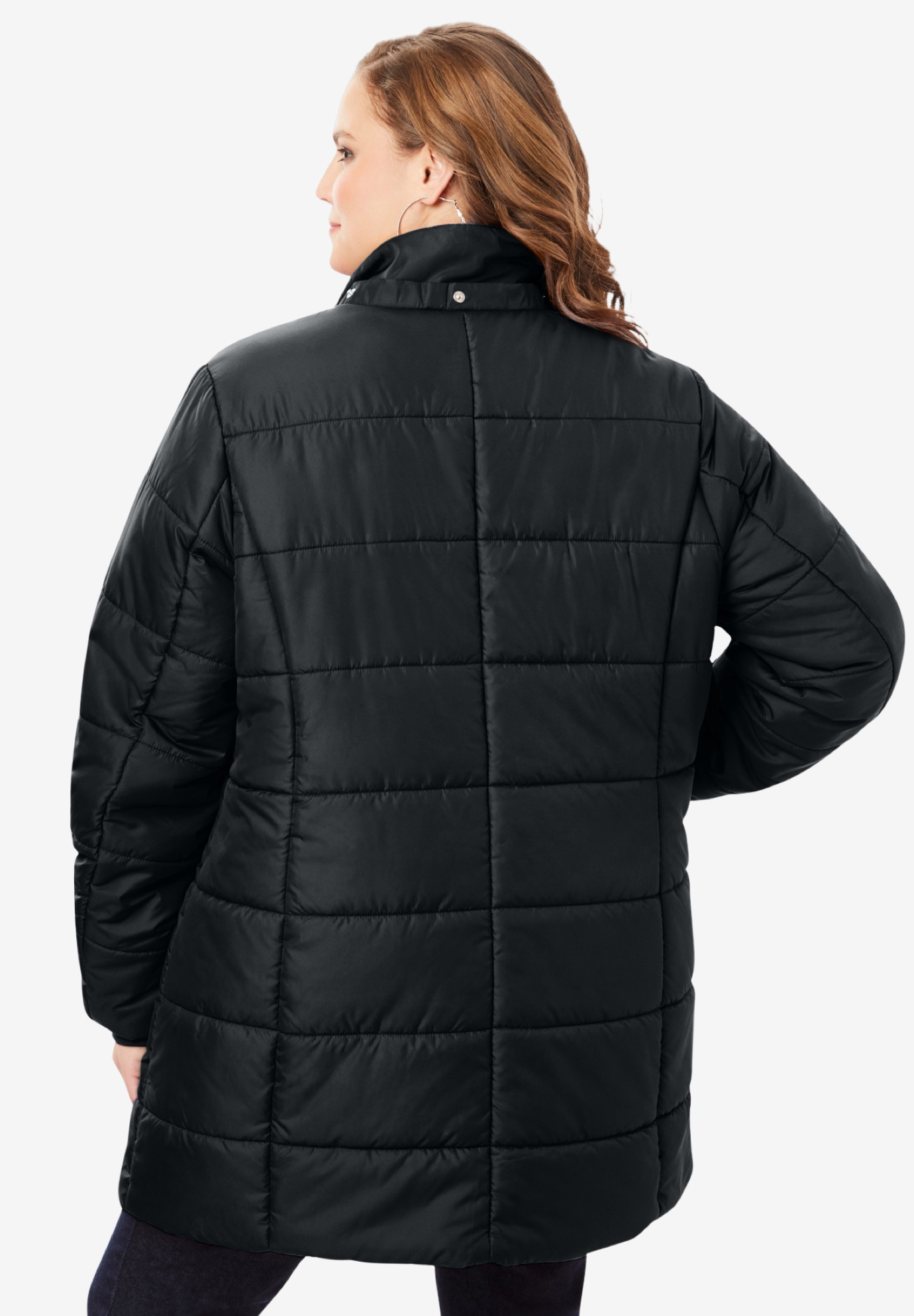Roaman's Women's Plus Size Classic-Length Quilted Puffer Jacket Winter Coat - image 4 of 6