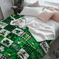thumbnail image 2 of Yibo St Patrick Plaid Green Shamrock Blanket Flannel Soft and Comfortable Anti-static Bed Sofa Blanket, 2 of 7