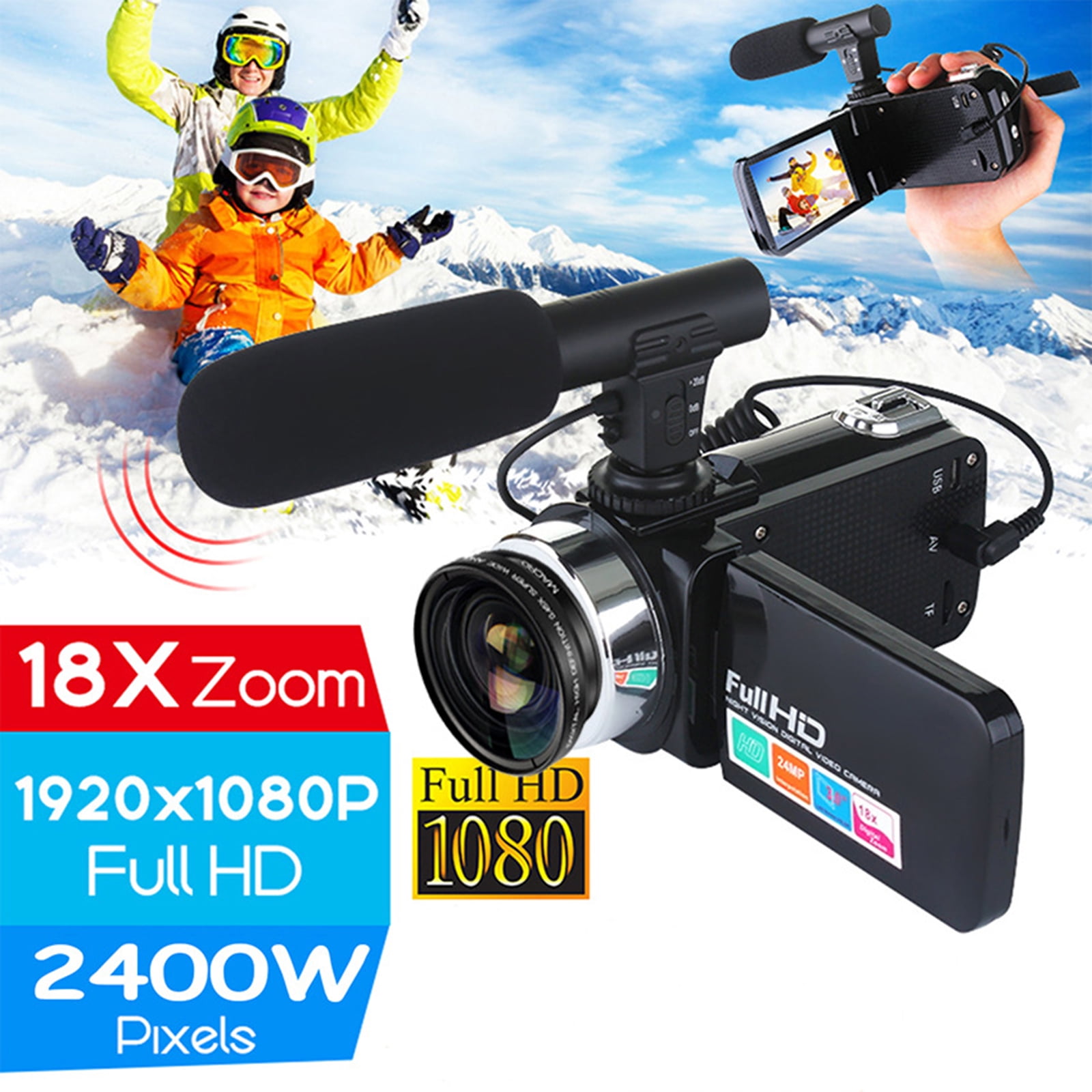 ZPAQI Professional 24MP Camcorder Digital Video Camera Night Vision 3 Inch LCD Touch Screen 18x Digital Zoom Camera Recorder with Microphone