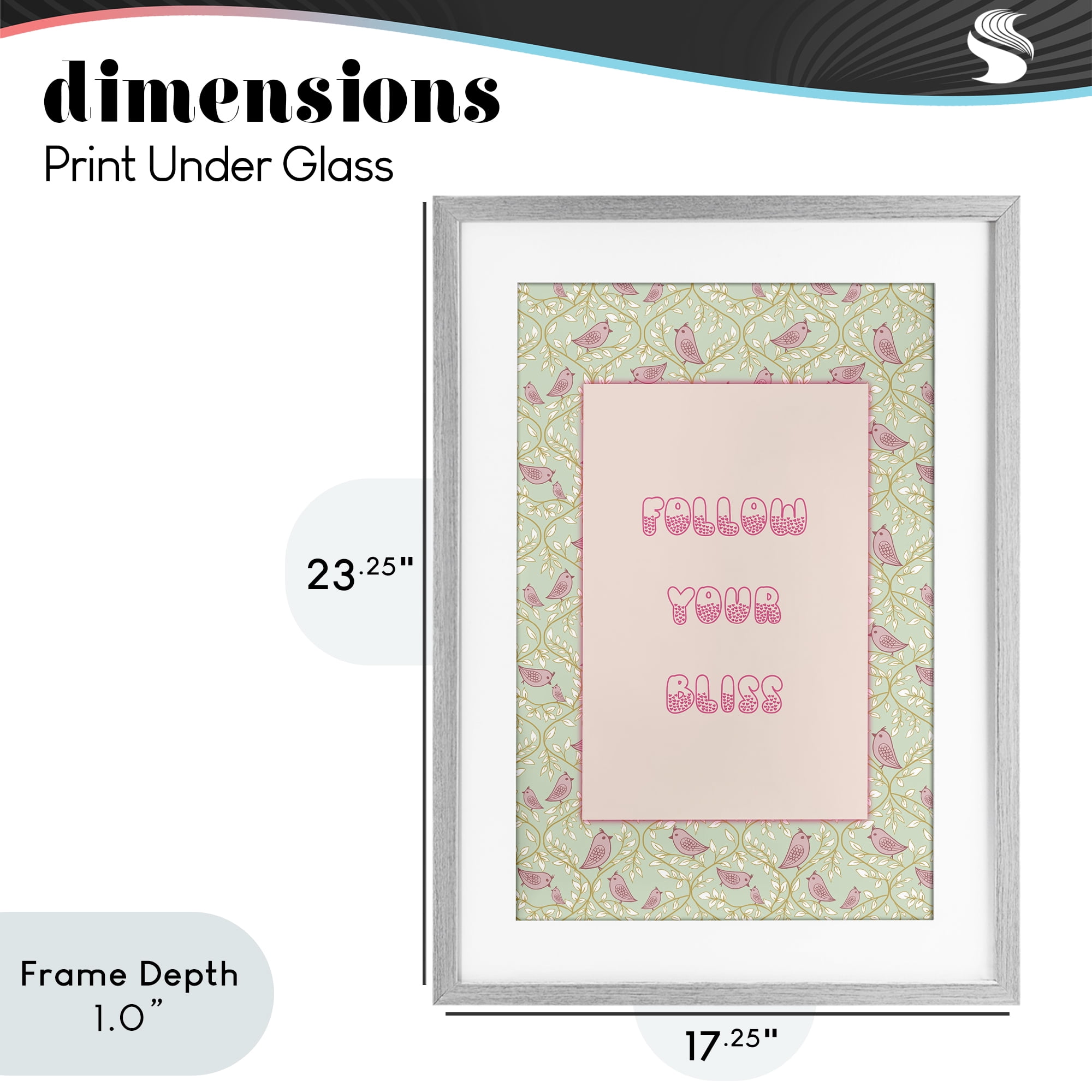 Stupell Industries Follow Your Bliss Gray Framed Print Under Glass, design by Pooja Dave