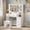 35.4 Inch Black Handle, variant on UGTOO 58.3" Large Vanity Desk with LED Lights, Black Makeup Dressing Table with Adjustable Brightness, Modern Bedroom Vanity with Mirror & Storage