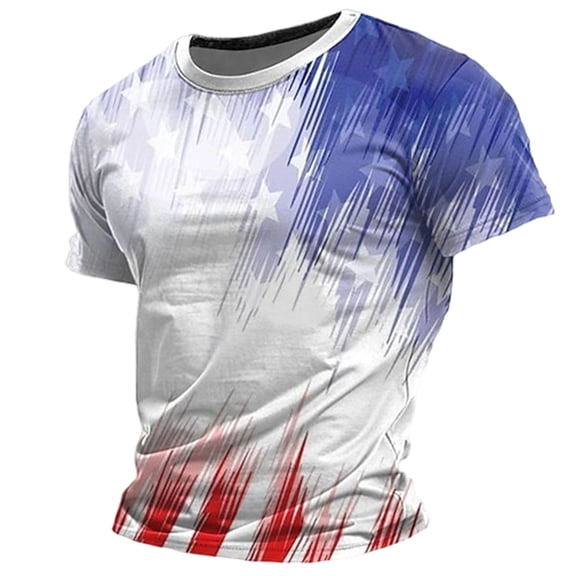 IWRICH Men's 4th of July Tshirts Short Sleeve American Flag Printed T-Shirt Casual Fashion Outdoor Activities Tees 02-White XL