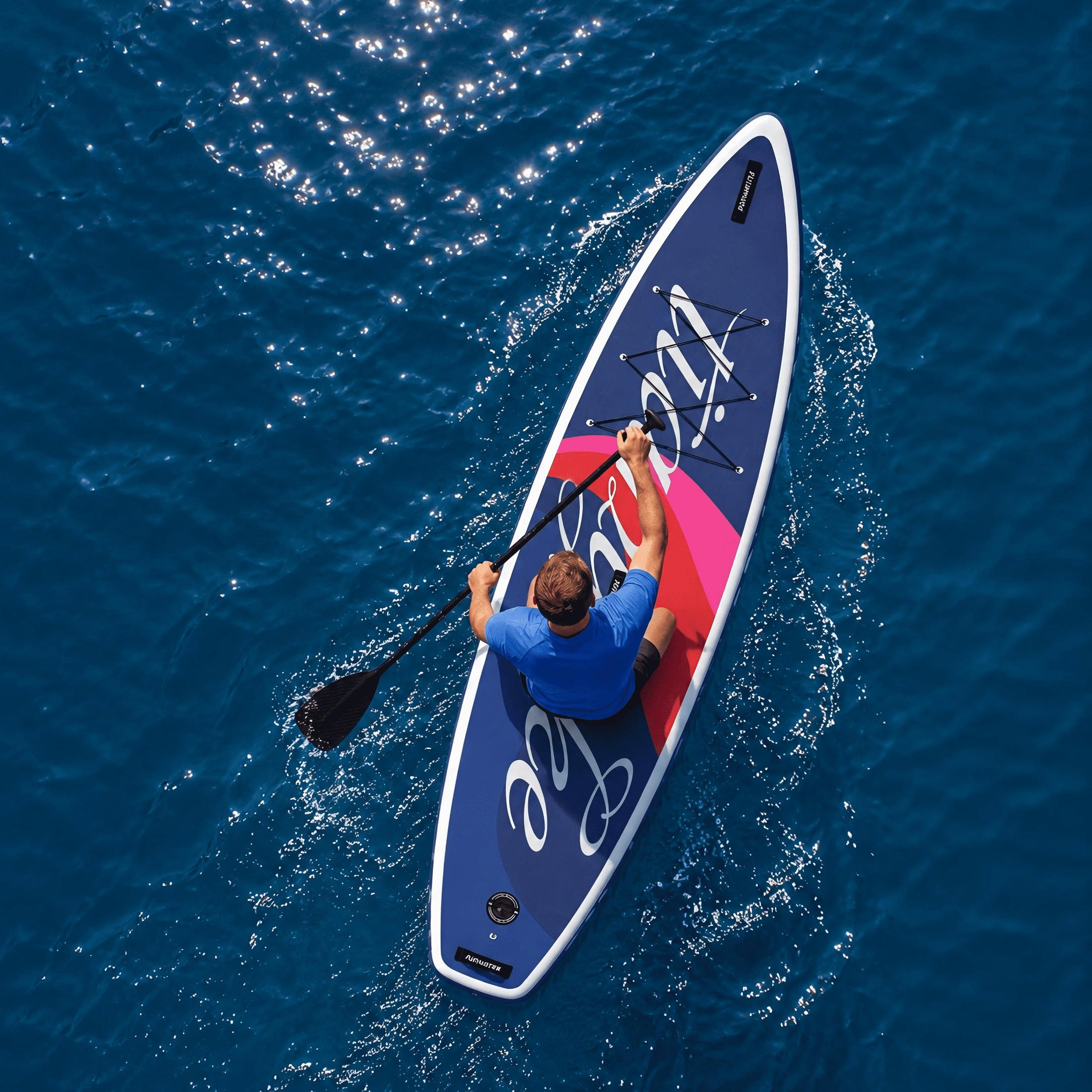 Rayocon 11ft Inflatable Paddle Board, Stand Up SUP Board for Adults & Beginners, Wide Paddleboard with Premium Accessories, Blue Red