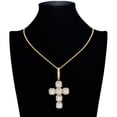 thumbnail image 2 of Collar con colgante de cruz chapado en oro de 18 quilates para mujer - Collar con circonita cúbica estilo años 80 dorado, 2 of 9
