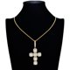 thumbnail image 2 of Collar con colgante de cruz de diamante de hip hop chapado en oro de 18 Cadena de circonita cúbica AAA dorado Yuyangstore collar cruzado, 2 of 8