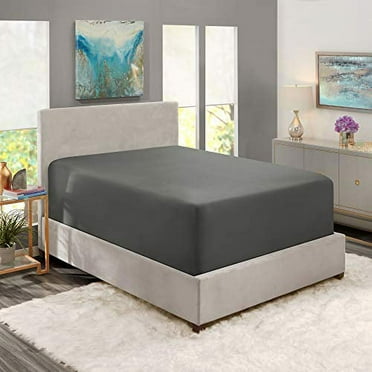 Nestl Fitted Sheets Full Size - Premium 1800 Microfiber Fitted Bed Sheets - 21? Deep Pocket Breathable and Fade Resistant (Charcoal Stone Gray)