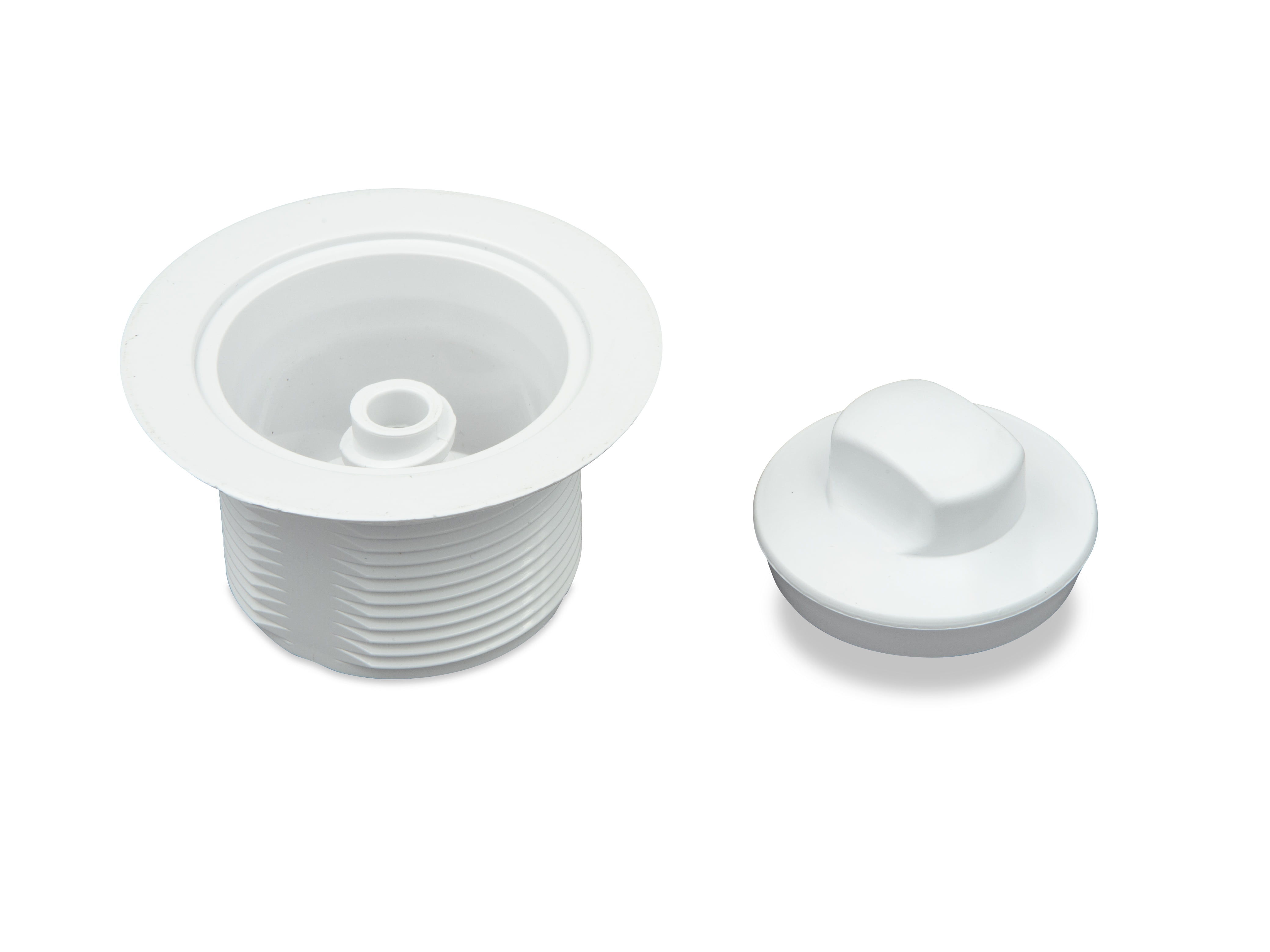 RV Camper Tub Drain/Strainer With Threaded Stopper Polar White PN 94175