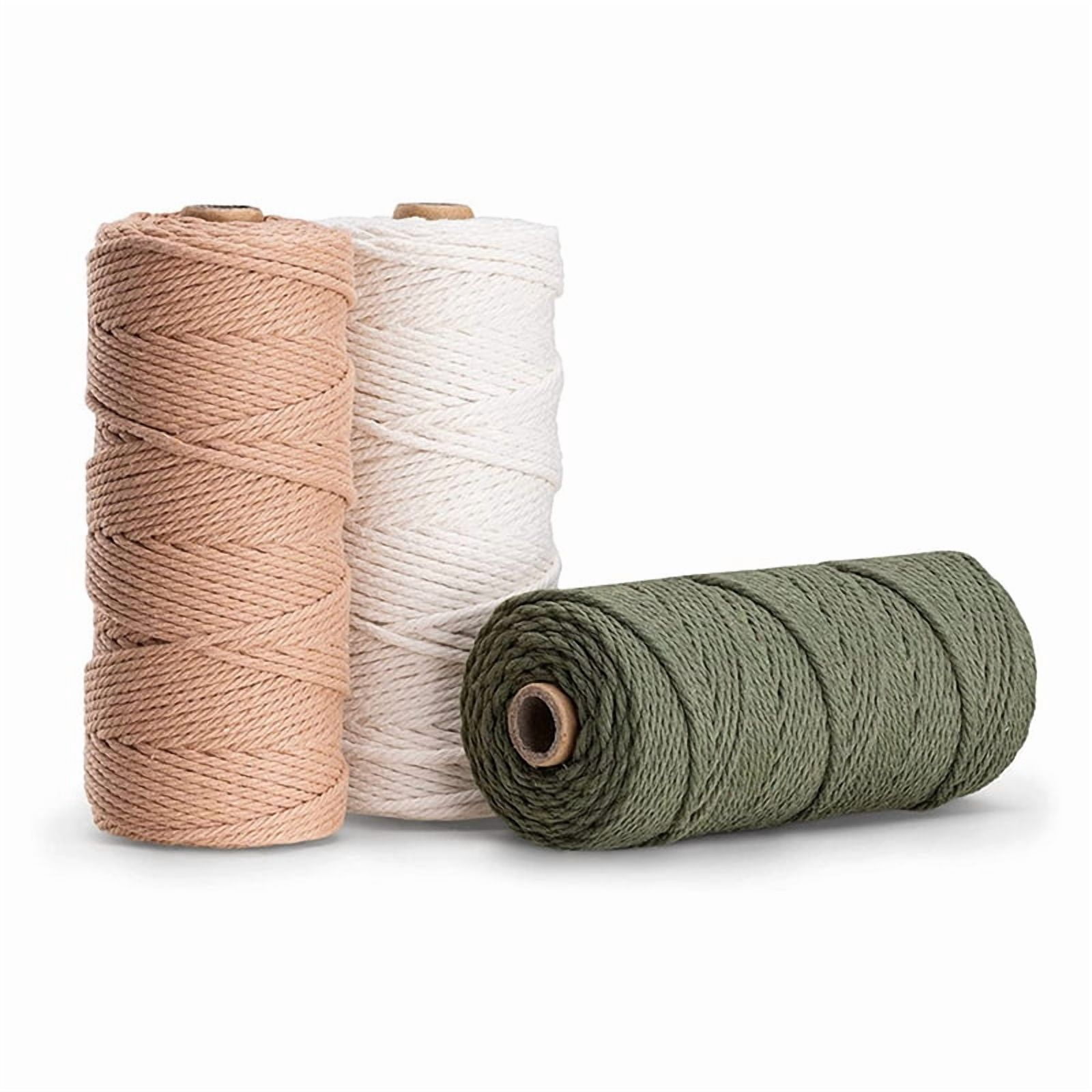 Macrame Yarn Set of 6 - Cotton Cord for DIY Projects Tapestry Dream Catcher - Cotton Cord - White Olive Green Pink