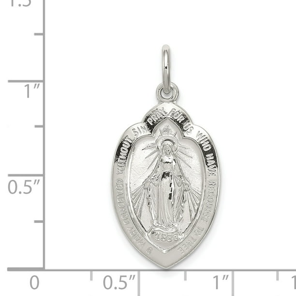 925 Sterling Silver Our Lady Of Miraculous Medal Blessed Virgin Mary  Necklace Charm Pendant Religious