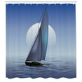 thumbnail image 3 of Ambesonne Nautical Shower Curtain, Sail Boat Wavy Serene, 69"Wx70"L, Violet Blue, 3 of 3