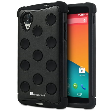 GreatShield Nexus 5 DOMINO Polka Dot Silicone + PC Hybrid Case Snap On Back Cover for Google Nexus 5