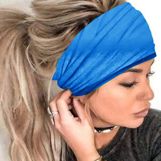Bandeau Élastique Imprimé Bleu pour Femmes Bandeau Bandana