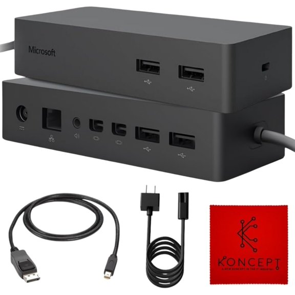 Restored Microsoft Surface Dock PD9-00003, 4 USB 3.0 Ports, 2 Mini DisplayPorts, Gigabit Ethernet & Audio, Surface Connect Magnetic Docking Cable for Power and Data Transfer, Includes DP Cable & Power Cable (Refurbished)